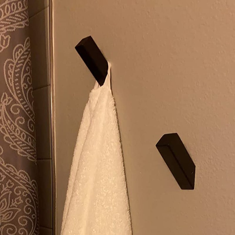YJ YANJUN Black Towel Hook Set of 2-304 Stainless Steel Robe Hook Modern Bathroom Door Hook Wall Mounted Coat Hook for Wall Clothes Hat Bag Hanger Black Bathroom Accessories - Image 2